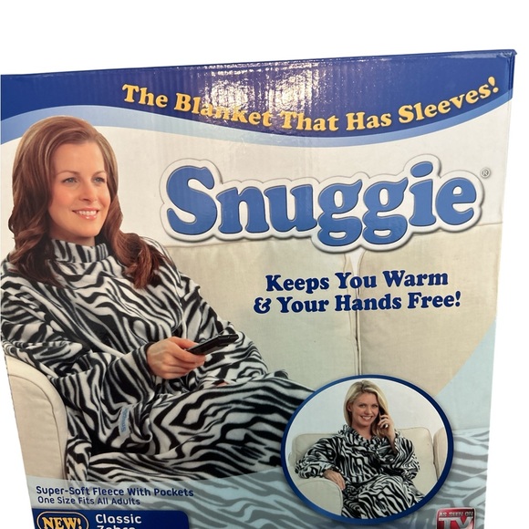 NIB Snuggie Zebra Print Fleece Blanket with Sleeves - Picture 1 of 4